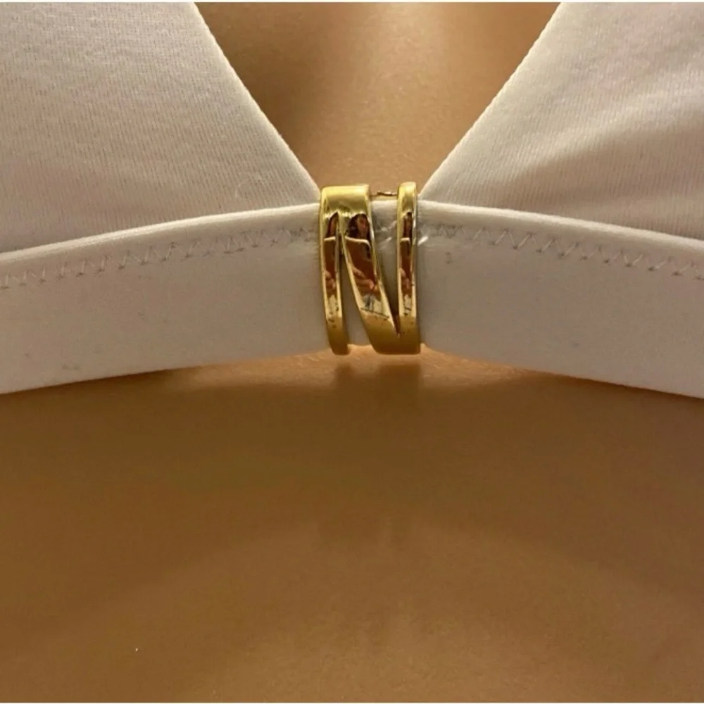 Victoria's Secret White and Blue Paisley Bikini Top